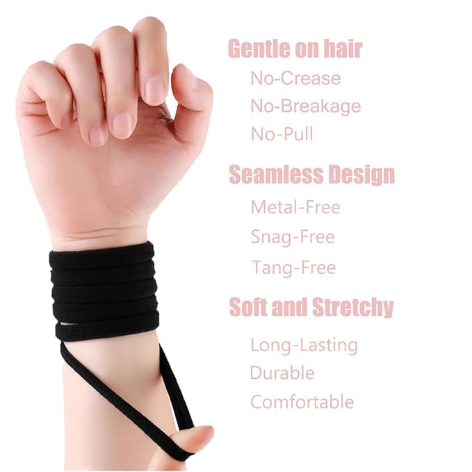 Hair Ties No Damage - Strong Stretchy SnagFree Hair Bands | Soft Nylon Thick Ponytail Holders Hair Elastics for Everyday Hairstyles | Ideal Gifts for Women Teens Girs 20pcs