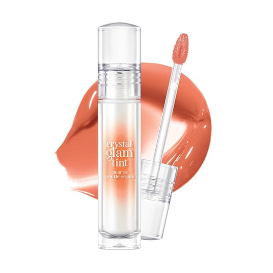 CLIO CRYSTAL GLAM TINT (015 GROOMING PEACH OPAL), Glossy Finish, Lightweight, Buildable, Glass-Like, Smoothing, Long-Lasting, Vivid