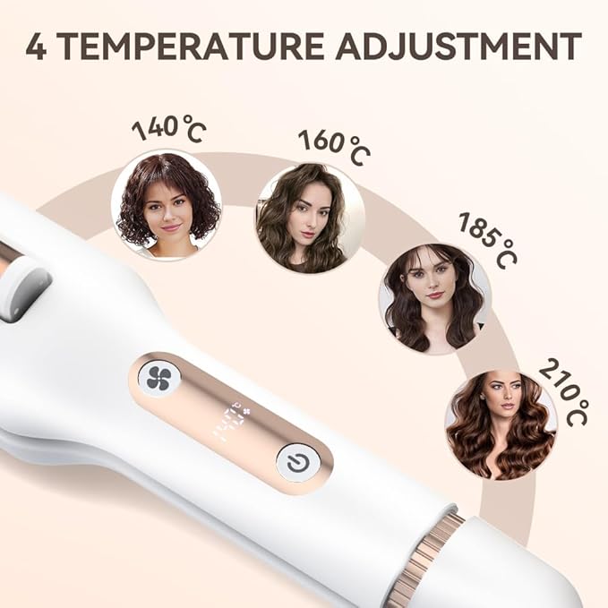 Hair Crimper, Crimper Hair Tool for Shiny Effortless Curls & Waves, 1/1.25/1.4/1.5 Inch Hair Waver Provides 4 Temperature Settings, Air Flow,Negative ions, Dual Voltage,Auto Off