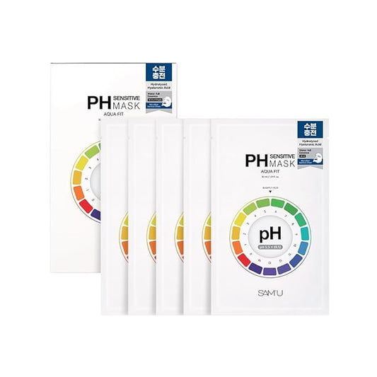 SAM’U PH Sensitive Aqua Fit Face Mask – Hydrating & Soothing Vegan Sheet Mask with Hyaluronic Acid and Panthenol, Bamboo Fiber, Travel-Friendly Korean Skincare (5 Sheets)