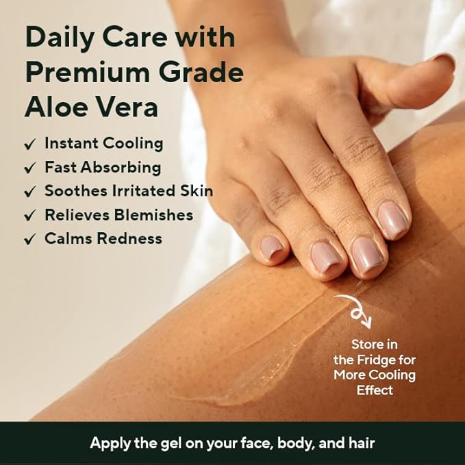 AROMATICA Organic Aloe Vera Gel (2 packs), After Sun Care and Sunburn Relief with Pure Aloe Vera Gel Face&Hair, Sun Burn Moisturizer EWG Verified (10.14oz/300ml)