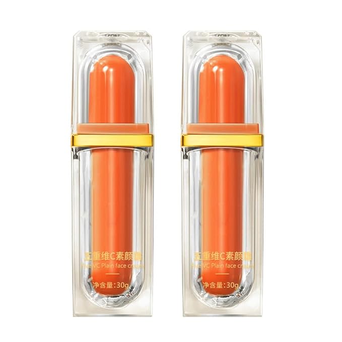 Vitamin C Makeup Tone up Cream, Five Vitamin C Natural Makeup Cream, Moisturizing Brightening Concealer, Deep Hydration, Conceal Pores, Lightweight Long Lasting, For All Skin Type (2PCS)