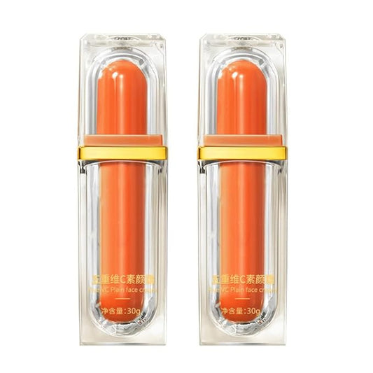 Vitamin C Makeup Tone up Cream, Five Vitamin C Natural Makeup Cream, Moisturizing Brightening Concealer, Deep Hydration, Conceal Pores, Lightweight Long Lasting, For All Skin Type (2PCS)