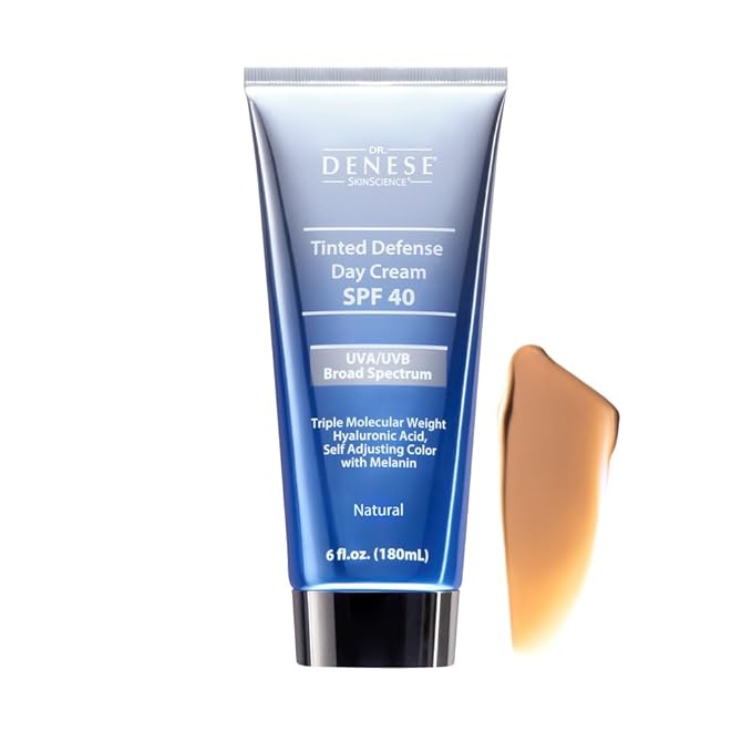 Dr. Denese SPF 40 Defense Day Cream (Natural) 6 oz – Tinted Moisturizer and Daily Sunscreen for Radiant Hydrated Skin – BB Cream with Antioxidants for Smooth Even Tone – Broad Spectrum SPF Protection
