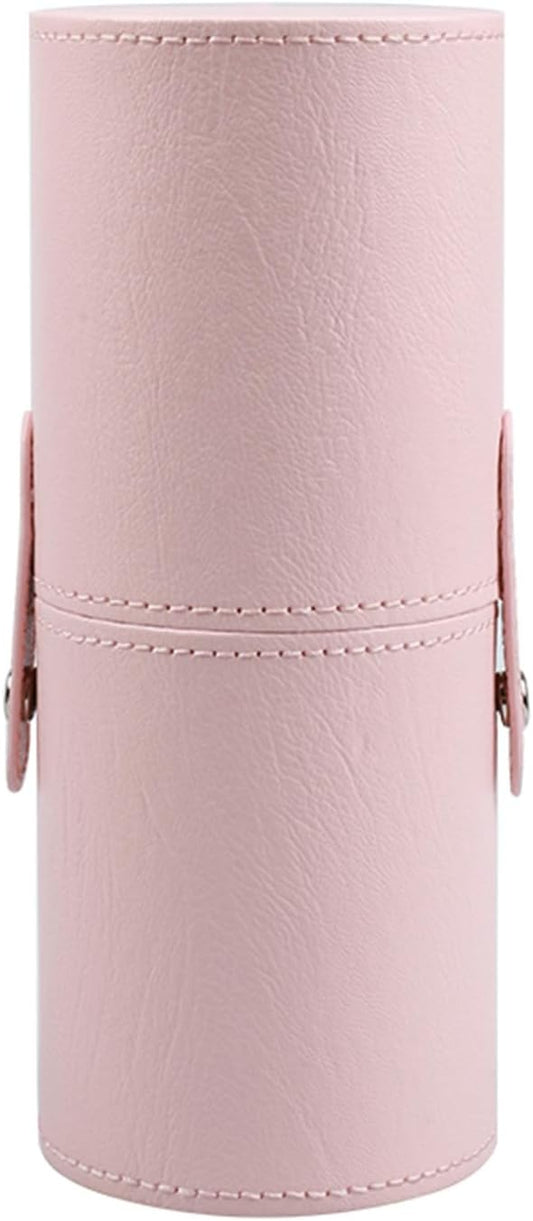 Makeup Brush Holder, Makeup Brush Organizer for Vanity, Portable Waterproof PU Leather Travel Makeup Brush Case Bag (Pink)