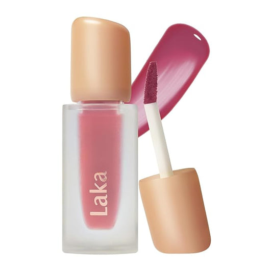 Laka Fruity Glam Tint, 4.5g/0.15oz, Glowing Lip Stain with Wide Color Spectrum, Hydrating & Lightweight Texture, Long-Lasting Bold Stain, Non-Sticky, Vegan, K-Beauty (#147 Currant)