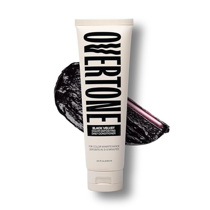 Overtone Daily Color Depositing Conditioner, Black Velvet, 4.5 oz, Hydrating, Damage-Free Temporary Hair Color for All Hair Types with Shea Butter & Coconut Oil, Vegan & Cruelty-Free