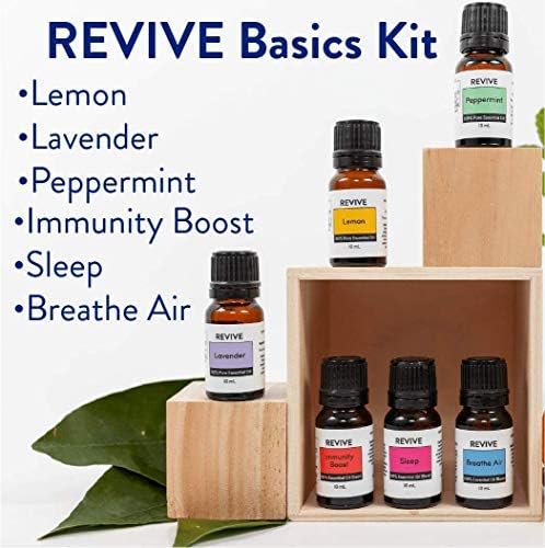 Aromatherapy Kits by Revive Essential Oils - 100% Pure Therapeutic Grade, Diffuser, Massage, Aromatherapy (Basics Kit)