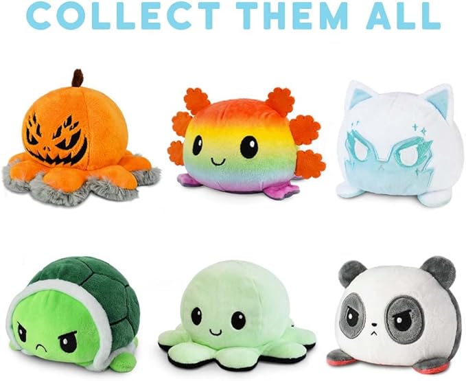 TeeTurtle - The Original Reversible Turtle Plushie - Rainbows - Cute Sensory Fidget Stuffed Animals That Show Your Mood 3.5 inch