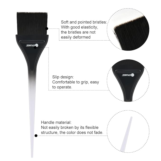 3 Pieces Hair Color Brush Kit, Balayage Tint Brush, Soft Deying Bristles for Salon & DIY Hair Coloring (Type B)