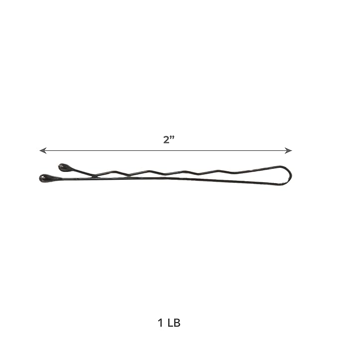 ForPro Professional Collection Bobby Pins (400-Count Approx), Black, 2" L, Ball-Tipped, Crimped, Non-Slip, Non-Damaging, 1 Lb.