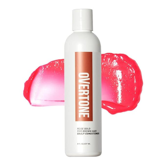 Overtone Daily Color Depositing Conditioner, Rose Gold, 8oz, Hydrating, Damage-Free Temporary Hair Color for All Hair Types with Shea Butter & Coconut Oil, Vegan & Cruelty-Free