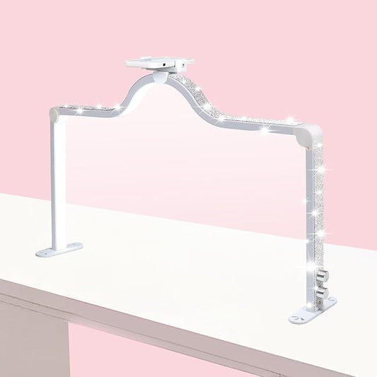 34-Inch Nail Light for Desk, 3-Level Dimming Half Moon Light, 3360LM Lamp, Adjustable with Phone Holder, Eye Protection – Ideal for Nail Techs - White