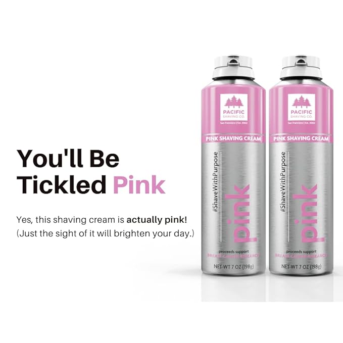 Pacific Shaving Company Pink Shaving Cream - Foaming Colorful Shaving Cream - Hydrating, Redness Reducing + Irritation Free Shave Cream (7 Oz)
