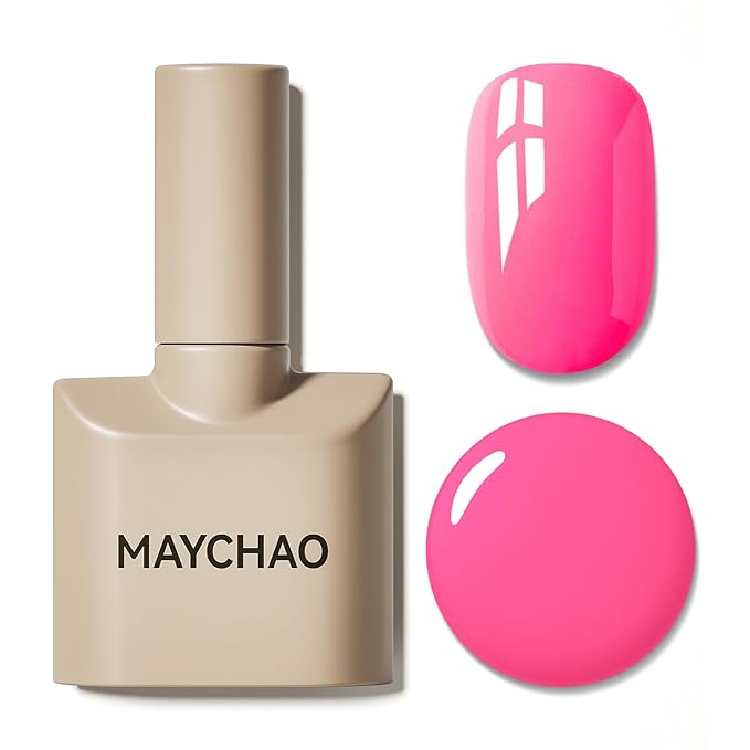MAYCHAO 15ML Bright Pink Gel Nail Polish 1Pc Bubblegum Pink Gel Polish Soak Off UV LED Nail Polish Nail Art Starter Manicure Salon DIY at Home, 0.5 OZ