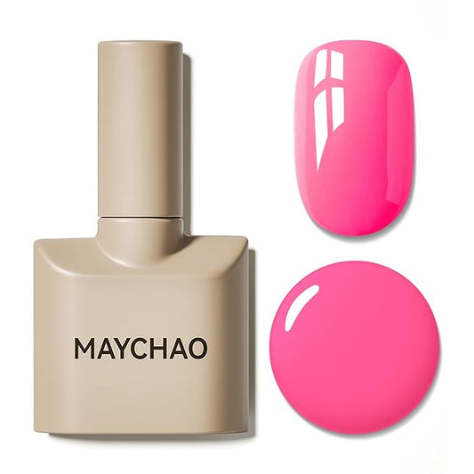 MAYCHAO 15ML Bright Pink Gel Nail Polish 1Pc Bubblegum Pink Gel Polish Soak Off UV LED Nail Polish Nail Art Starter Manicure Salon DIY at Home, 0.5 OZ