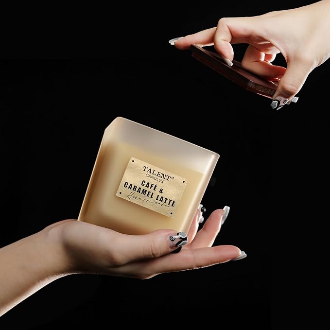 Deluxe Noble Scented Candles, Soy Candles for Home Scented, 7.05oz, Aromatherapy Candles with Lid, Cafe & Caramel Latte