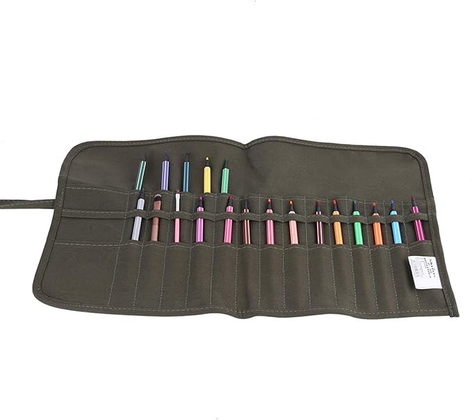 Paint Brush Holder, Paint Brush Case, Brushs Holder, 30 Holes, Canvas Painting Brush Bag, for Artist, Painting, 18.90 X 11.81 Inch, Olive