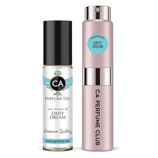 CA Perfume Duo Impression of Daisy Dream For Women Perfume Layering Set Long Lasting Travel Size EDP + Body Oil Roll-On Bottle 0.27 Fl Oz+0.33 Fl Oz