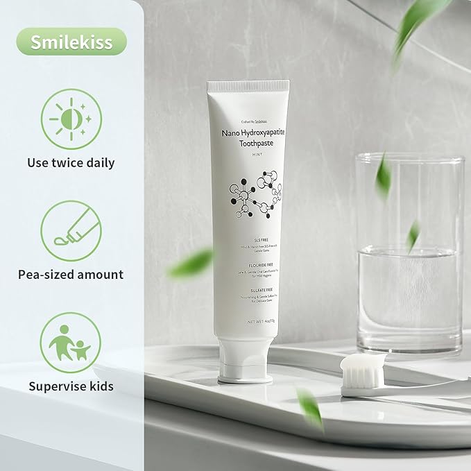Fluoride Free Toothpaste with Nano Hydroxyapatite – Dentist Recommended for Remineralizing & Sensitive Teeth Relief – Mild Mint Natural Toothpaste for Adults & Kids, 4oz