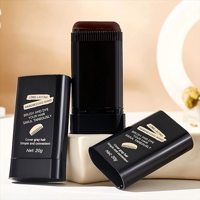 2-in-1 Hair Color Stick & Comb, Long-Lasting Waterproof Color,Sweat-Proof, Quick Root Touch-Up, Coloring Tool – For Women & Men (Brownish Black-2PCS)