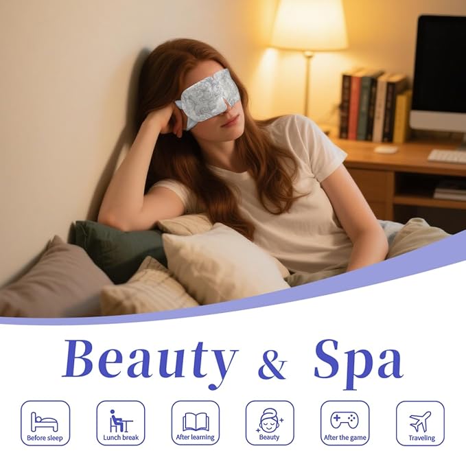 20 Pack Steam Eye Masks, Heated Eye Disposable Mask for Sleep Dry Eyes Dark Circles Treatment, Home Spa Relaxing Trip Gifts for Women Men