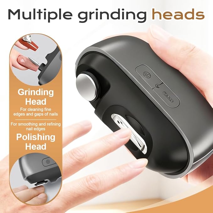 3-in-1 Automatic Electric Nail Clipper with Polishing, Upgraded Electric Nail Trimmer Polisher with LED Light and Nail Scraps Storage, Portable Smart Nail Clipper for Thick Toenails Seniors (Black)