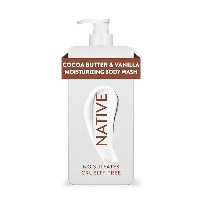 Native Moisturizing Body Wash Contains Naturally Derived Ingredients | for Women & Men, Sulfate, Paraben, & Dye Free Leaving Skin Soft & Hydrated | Cocoa Butter & Vanilla 18 oz