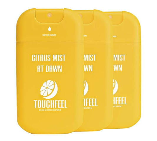 Spray Hand Sanitizer Travel Size Scented 3-Pack - Refillable Hydrating Hand Sanitizers Portable Design Travel Essentials (Citrus mist at dawn) 0.93Fl Oz Each