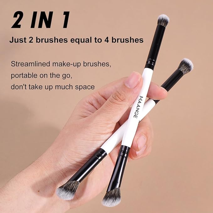 MAANGE 3 PCS Foundation Contour Conceal Brush Set, Makeup Brushes, Eyeshadow Concealer Brushes, Double Sided Blending Eyebrow Brush Professional Face brush Set Tools, For Liquid, Cream, Loose Powder