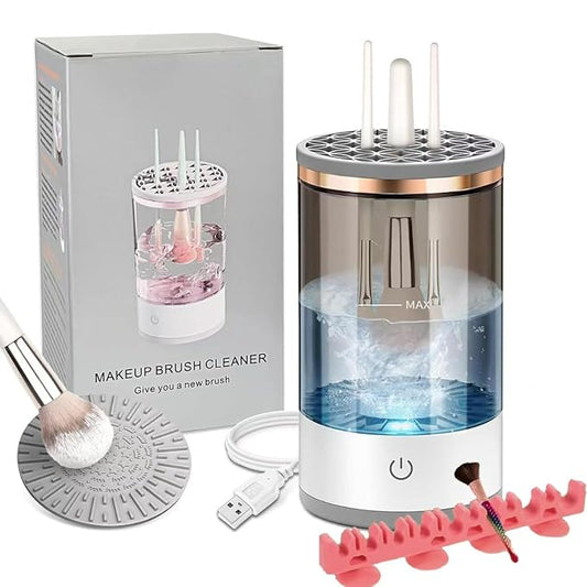 Electric Makeup Brush Cleaner Efficient Deep Cleaning and Drying of Mmake-Up Brushes Portable Automatic USB Cosmetic Brushes Cleaner Tool for All Size Beauty Makeup Brush Set(Grey)