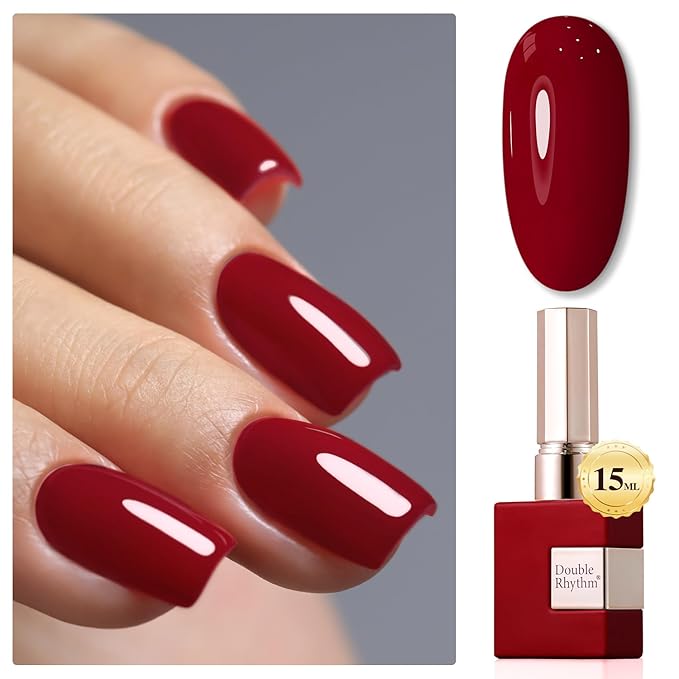 Double Rhythm 15ML Gel Nail Polish Pure Sheer Same Color Same Bottle Soak Off Gel Polish Art Manicure Salon DIY at Home for Women (Dark Red-A1104)