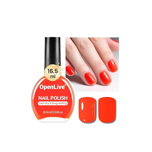 16.5ml Neon Red Nail Polish Glossy Shine Finish Large Volume Quick Dry Nail Polish, Long Lasting Shine, Fingernail Toenail Nail Art DIY Home Travel Nail Art Gift