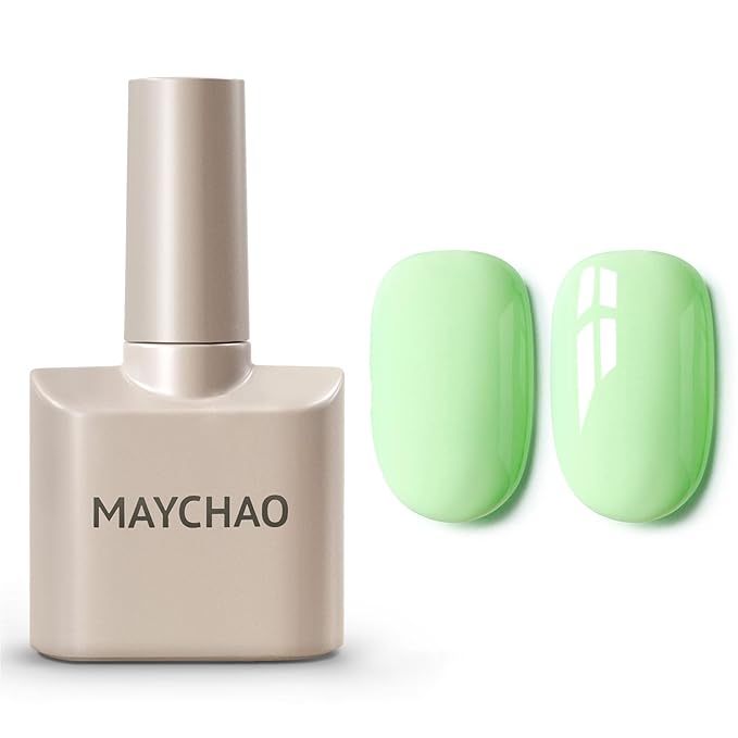MAYCHAO 15ML Light Milky Green Gel Nail Polish 1Pc Pastel Green Gel Polish Soak Off UV LED Nail Polish Nail Art Starter Manicure Salon DIY at Home, 0.5 OZ