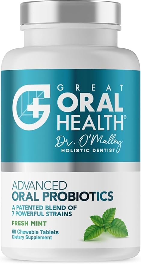 Oral Probiotics for Mouth Bad Breath Treatment for Adults; Dentist Formulated Dental Probiotics for Teeth and Gums Health & Chronic Halitosis with BLIS K12 M18, 60 Chewable Oral Health Tablets Mint