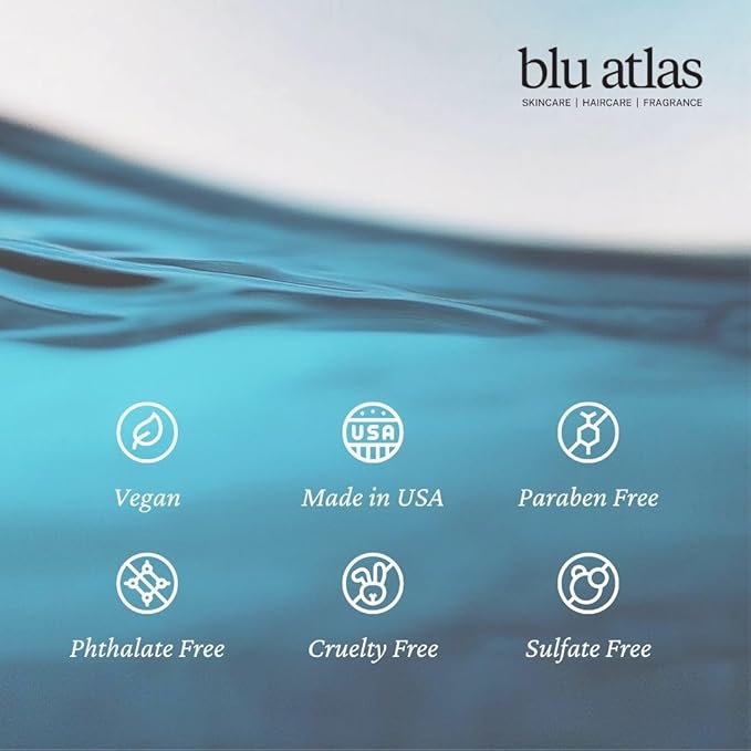 Blu Atlas Men's Natural Shampoo – Organic, Sulfate-Free, Paraben-Free – Deep Cleansing & Hydrating – Classic Scent (Bergamot, Sage, Patchouli) – Made in America– 32 oz