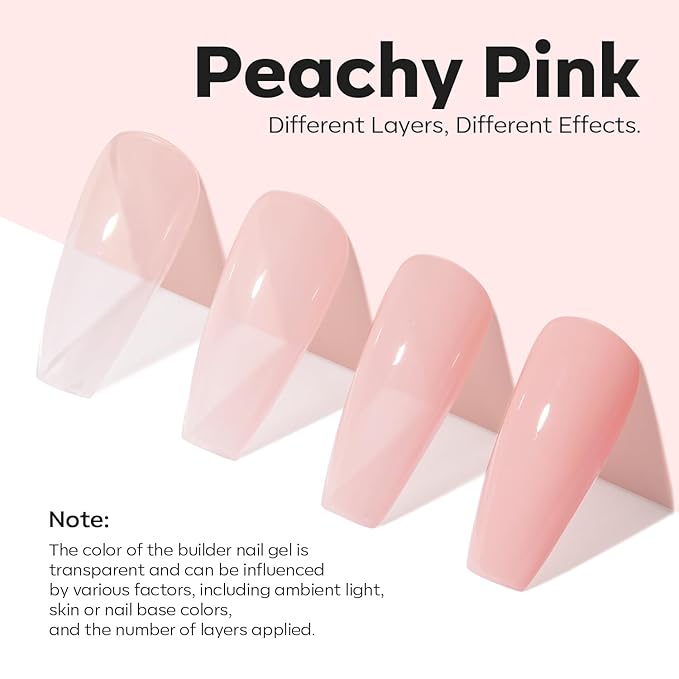 modelones Nail Strengthener Peachy Pink Nail Repair for Damaged Nails Strengthening Polish 15ml Nail Growth and Strengthener Natural Concealer Foundation Nail Care Gifts for Women