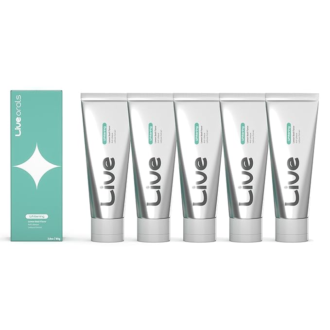 Live Orals Whitening Toothpaste 80g x 5 Units - Fluoride-Free, Nano Hydroxyapatite & Hydrogen Peroxide, Sensitive Teeth, Enamel Strengthening, Natural Mint Gel