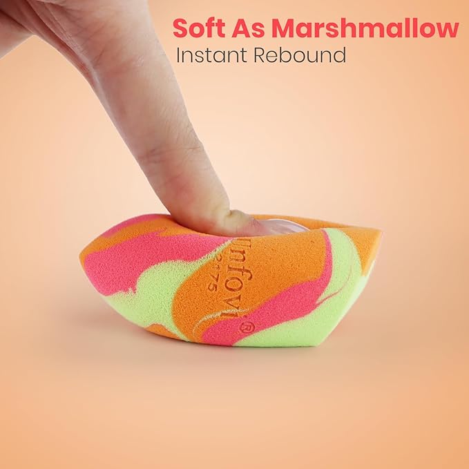 Random 3Pcs Makeup Sponges from 4 Colors, Tricolor Fusion Beauty Shape Makeup Sponge for Foundation, Concealer, Powder Cream and Liquid Application (Blind Box)