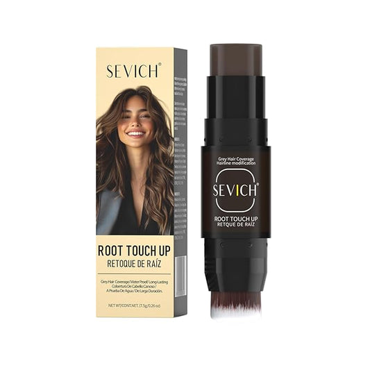 SEVICH Dual-Ended Root Touch Up Stick - Waterproof Hairline Enhancer for Sparse Hairlines & Gray Coverage, Non-Sticky Scalp Concealer with Beeswax, Instant Volume & Natural Look (Dark brown)