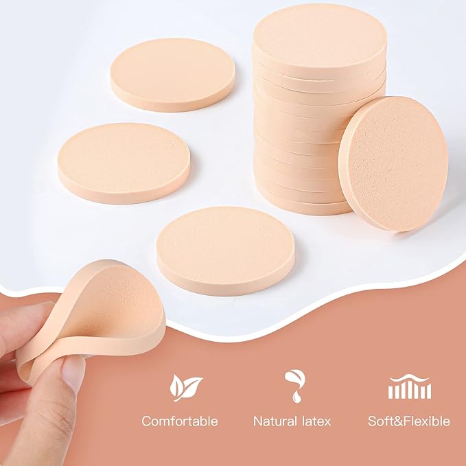 Patelai 100 Pieces Round Makeup Sponges Cosmetic Sponge Round Primer Compact Powder Puff with Transparent Case Makeup Powder Puffs Applicator Make up for Foundation Cosmetic