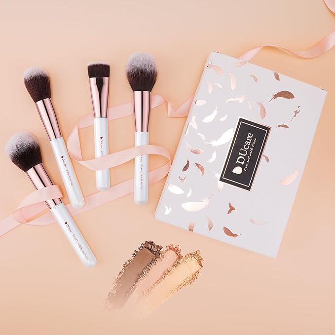 DUcare Makeup Brush Set Professional 27Pcs Makeup Brushes Premium Synthetic Kabuki Foundation Blending Face Powder Blush Concealers Eye Shadows Make Up Brushes Kit White
