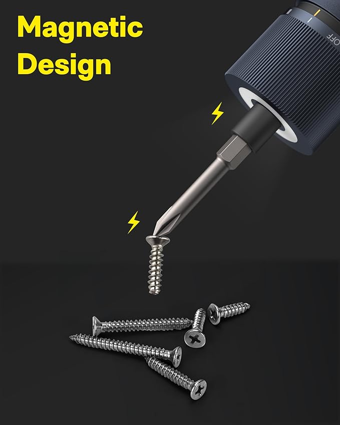 HOTO Electric Screwdriver Rechargeable, 3.6V Cordless Screwdriver Set USB-C, 1/4'' Hex Bits, 3 Torque Settings, 1500mAh Battery, LED Light & 12 S2 Metal Bits for Furniture/Electrical Repairs