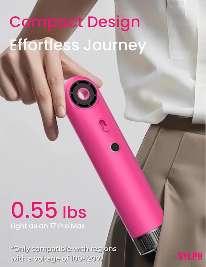 SYLPH Travel Hair Dryer, 60% Smaller & 0.55 lb Ultra Lightweight, 110,000 RPM High-Speed Motor, 200 Million Ions, Smart Mode, Temp Control, 4-Heat Modes, 850W, Mini Hair Dryer For Home, Hotel, Gym Use