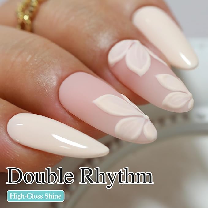 Double Rhythm 15ML Gel Nail Polish Pure Sheer Same Color Same Bottle Soak Off Gel Polish Art Manicure Salon DIY at Home for Women (Beige Pink-A1393)