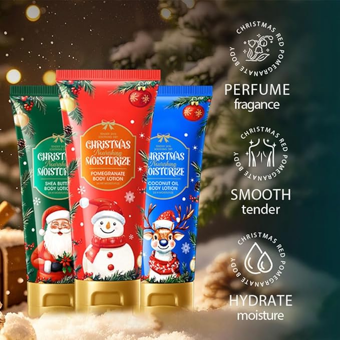 3 Pcs Winter Fruit Scents Body Lotion for Dry Skin,Pomegranate Coconut Oil and Shea Butter Fragrance Body Care Cream for Moisturizing,Soothing,Nourishing and All Skin Types,3.53 Fl Oz/Pcs