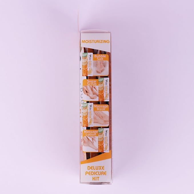 Pedicure Kit Foot Soak Set: Bubble Salt, Sugar Scrub, Massage Mask, Massage Lotion in a Box, 4 Step Foot Spa Kit for Dry Feet,Tired Feet （1 Set Mango)