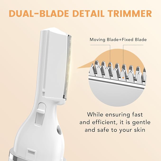 Eyebrow Trimmer Electric Eyebrow Razor with Digital Display LED Light, 2-Speed Eyebrow Shaver Rechargeable Facial Hair Remover Trimmer for Women, Painless Face Hair Removal for Upper Lip Peach Fuzz