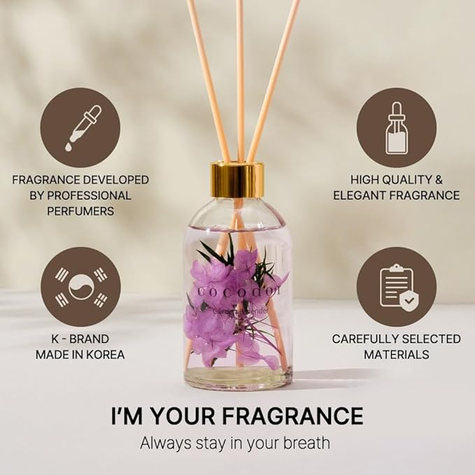COCODOR Herbarium Reed Diffuser/Black Cherry/6.7oz(200ml)/ Fragrance Scent Essential Oil Stick Diffuser Set for Bedroom Bathroom Home Décor
