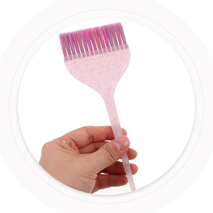 minkissy 3pcs Hair Dye Brush Set with Long Tail Glitter Handles Hair Dye Brush for Salon Barber Home Hair Dyeing Coloring Brush Hair Highlighting Kit